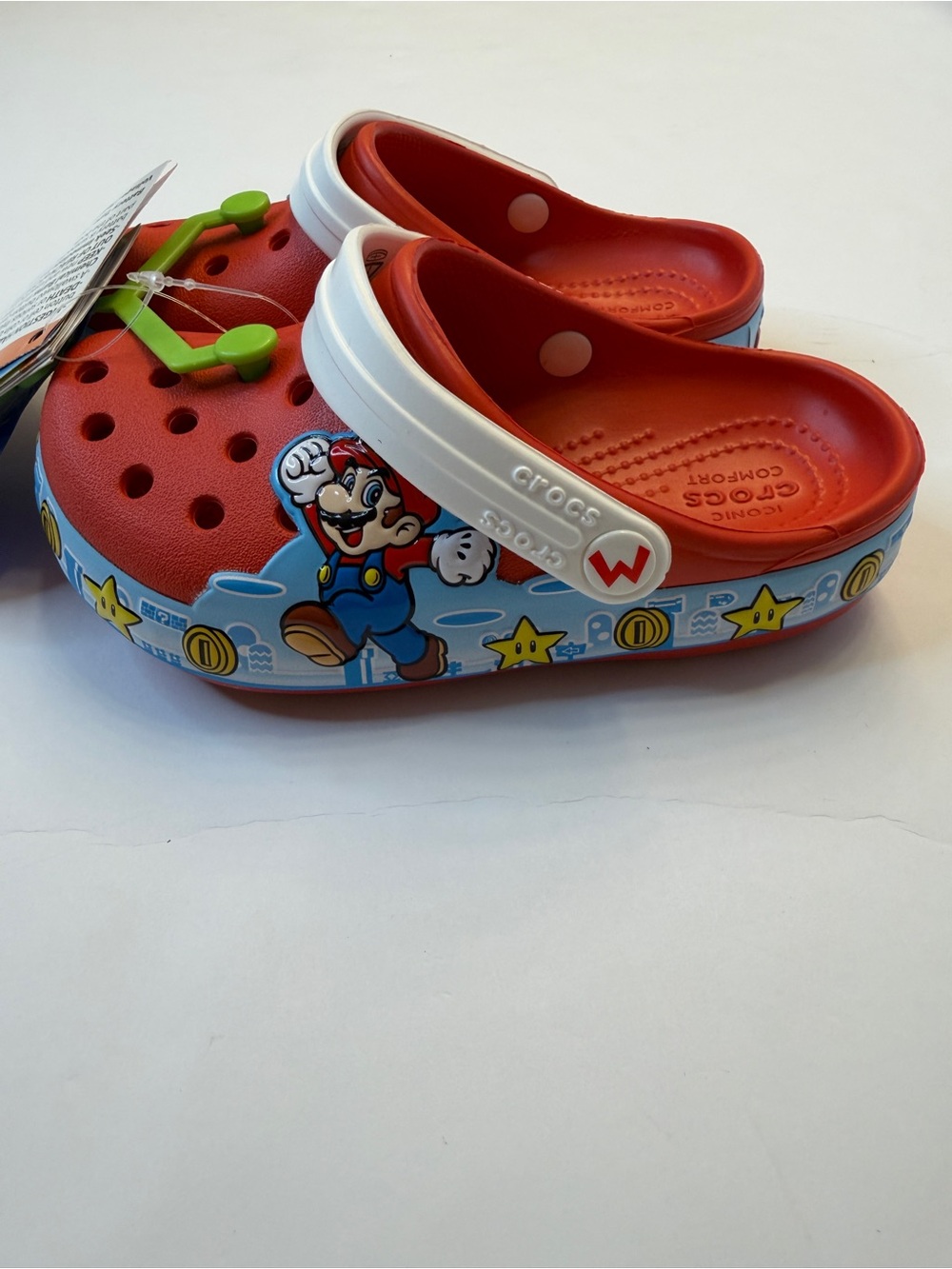 CROCS Kids Super Mario light up Red Clog with White Strap toddler size 9